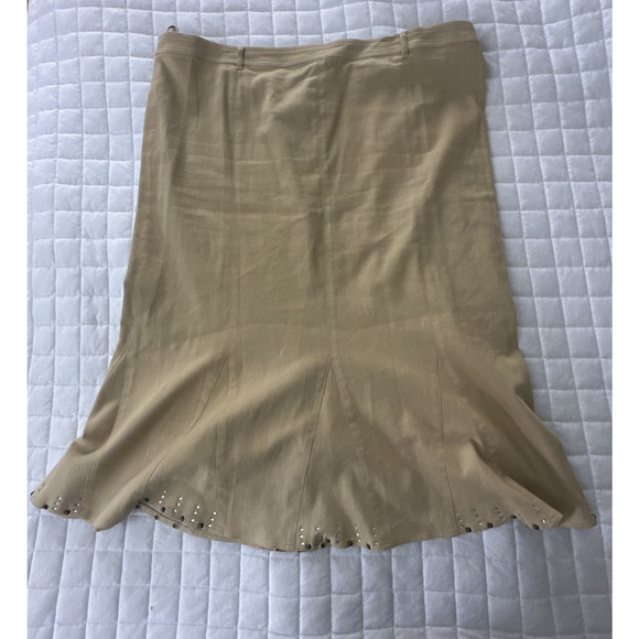 Vintage DV DONNA VINCI JEANS Skirt Womens 24 Tan Maxi Flare Stretch Retro Y2K - Picture 2 of 9